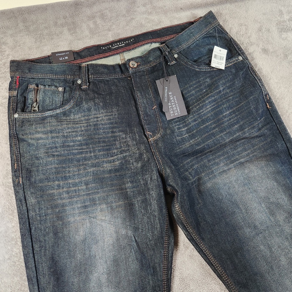 Truth Substance Mens size 42x30 Regular Fit Straight‎ Mid Rise Denim Jeans